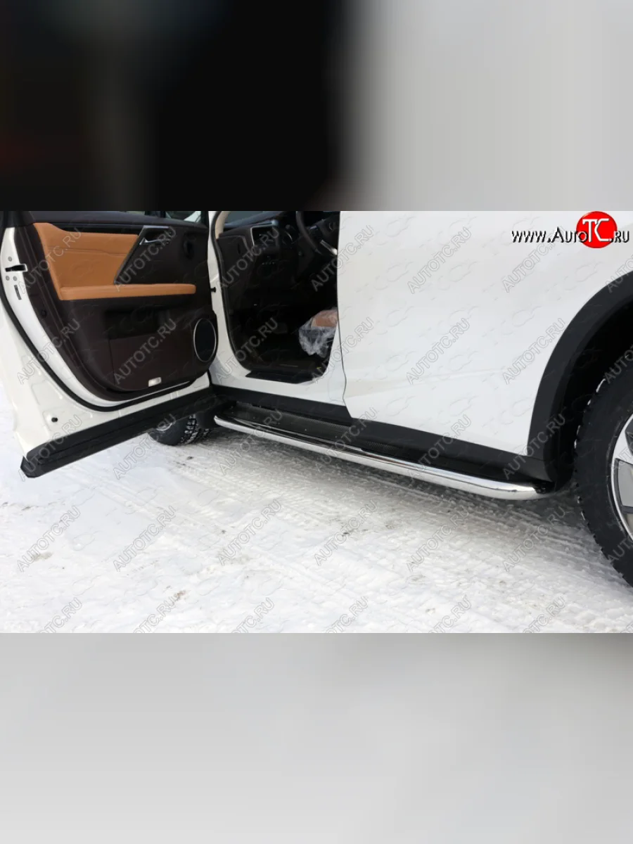 Пороги с площадкой 60,3 мм кроме F-Sport ТСС Тюнинг Lexus RX350 AL20 дорестайлинг (2015-2019) (нержавейка)  с доставкой в г. Керчь