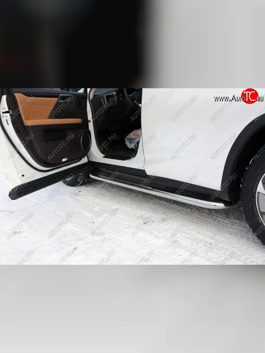 Пороги с площадкой 60,3 мм F-Sport ТСС Тюнинг Lexus RX 200T AL20 дорестайлинг (2015-2017) (нержавейка)  с доставкой в г. Керчь
