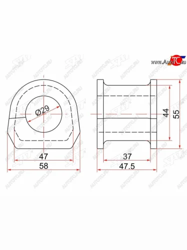 Втулка переднего стабилизатора D=29 SAT Mitsubishi Pajero ( 2 V30/V40,  2 V20) (1997-1999) рестайлинг