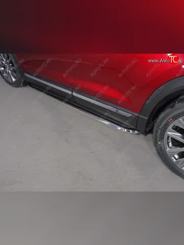 Пороги с площадкой 75х42 мм ТСС Тюнинг Mazda CX-9 TC дорестайлинг (2015-2025)