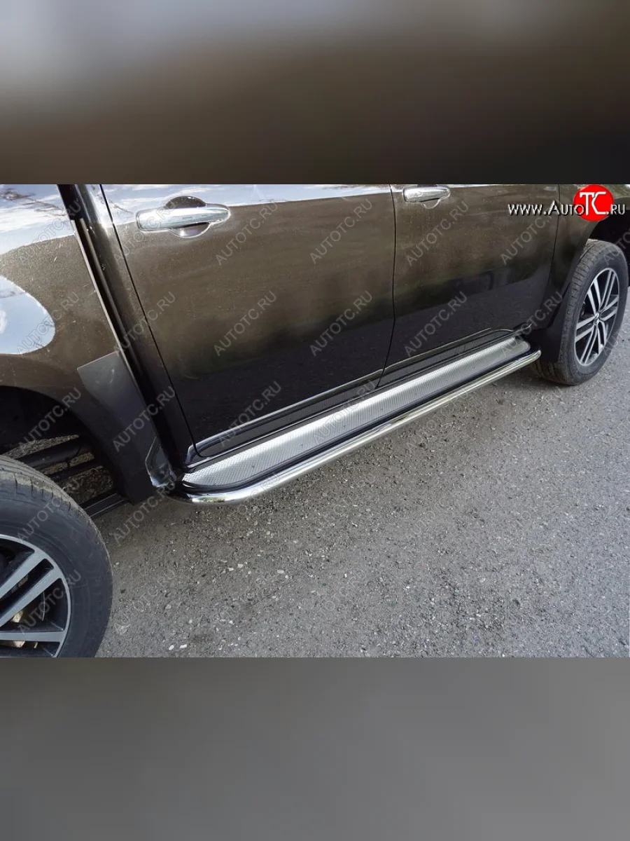 Пороги с площадкой 75х42 мм ТСС Тюнинг Mercedes-Benz X class W470 (2017-2020) (нержавейка)  в Керчи Республика Крым