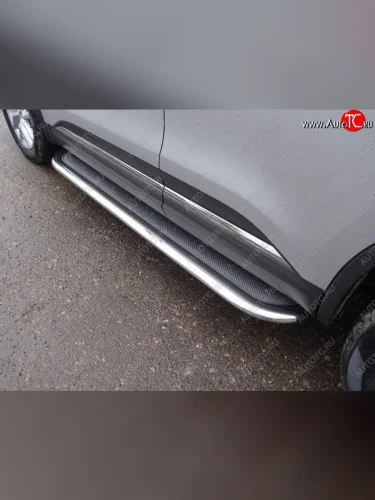Пороги с площадкой 75х42 мм ТСС Тюнинг Renault Koleos 2 (2016-2025)