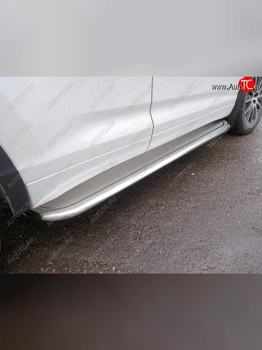 Пороги с площадкой 75х42 мм ТСС Тюнинг Toyota Highlander XU50 рестайлинг (2016-2020) (нержавейка)  в Керчи Республика Крым