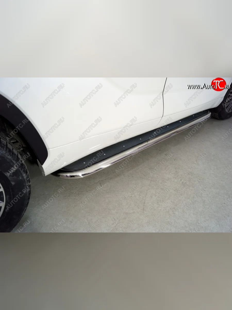 Пороги с площадкой 75х42 мм ТСС Тюнинг Toyota Highlander XU70 (2020-2025) (нержавейка)  в Самаре Самарской области