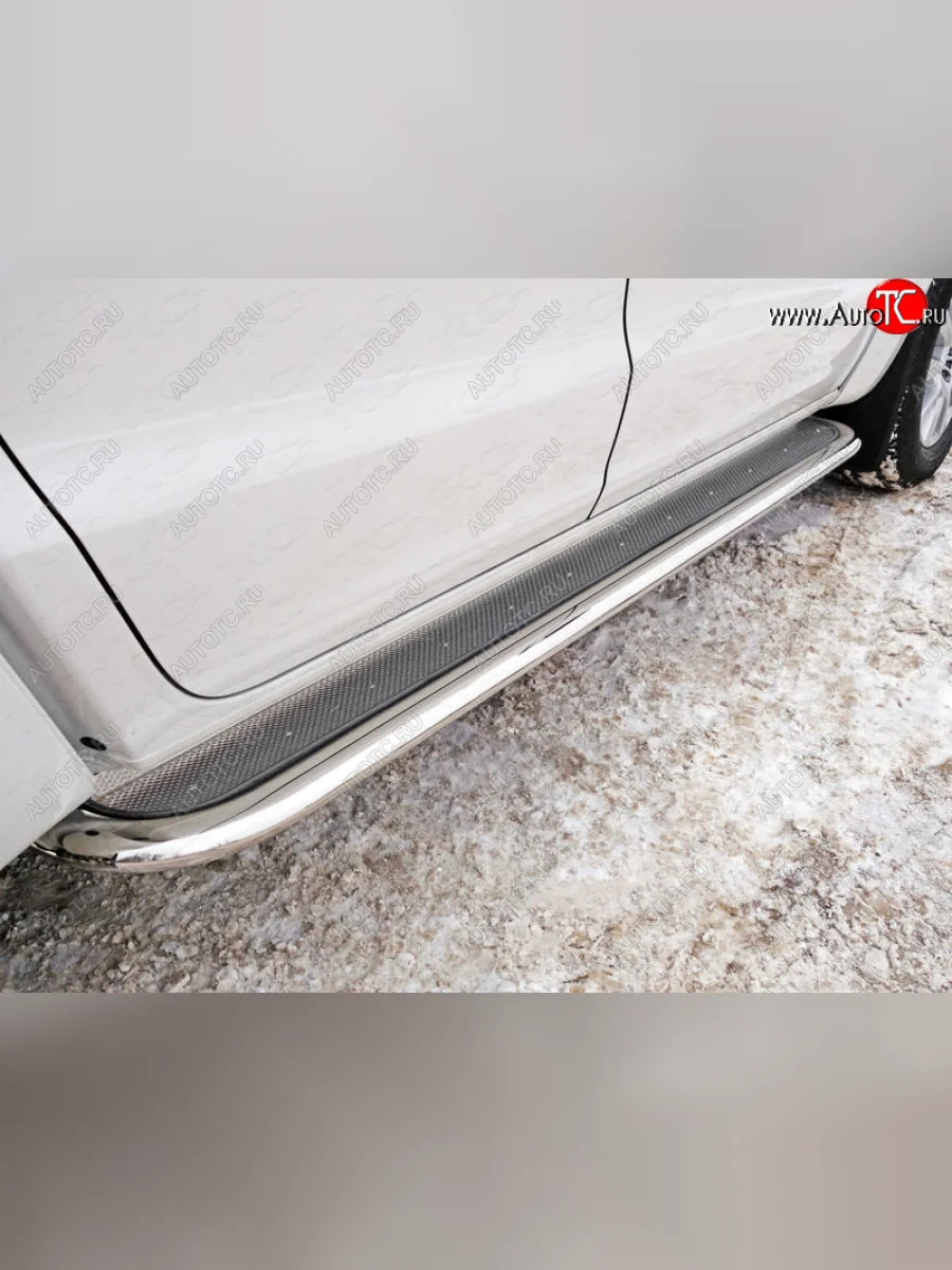 Пороги с площадкой 75х42 мм ТСС Тюнинг Volkswagen Amarok рестайлинг (2016-2022) (нержавейка)  в Самаре Самарской области