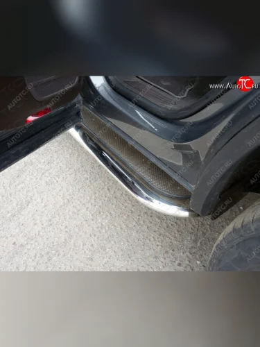 Пороги с площадкой 75х42 мм R-Line ТСС Тюнинг Volkswagen Touareg 2 NF рестайлинг (2014-2018)