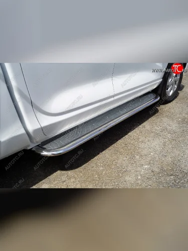 Пороги с площадкой 75х42 мм ТСС Тюнинг Great Wall Poer KingKong пикап (2021-2025)