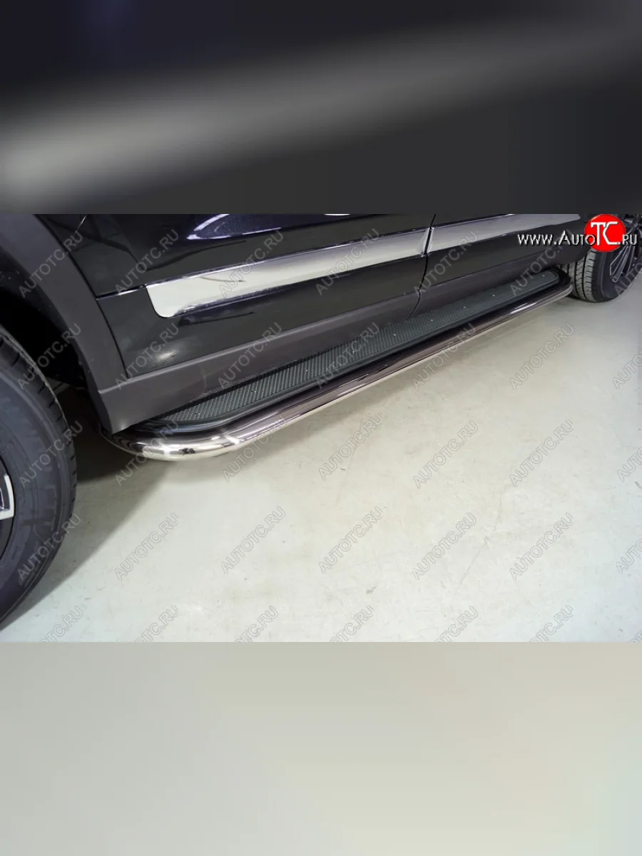 Пороги с площадкой 75х42 мм ТСС Тюнинг Chery Tiggo 8 PRO (2021-2025) (нержавейка)  в Воронеже Воронежской области