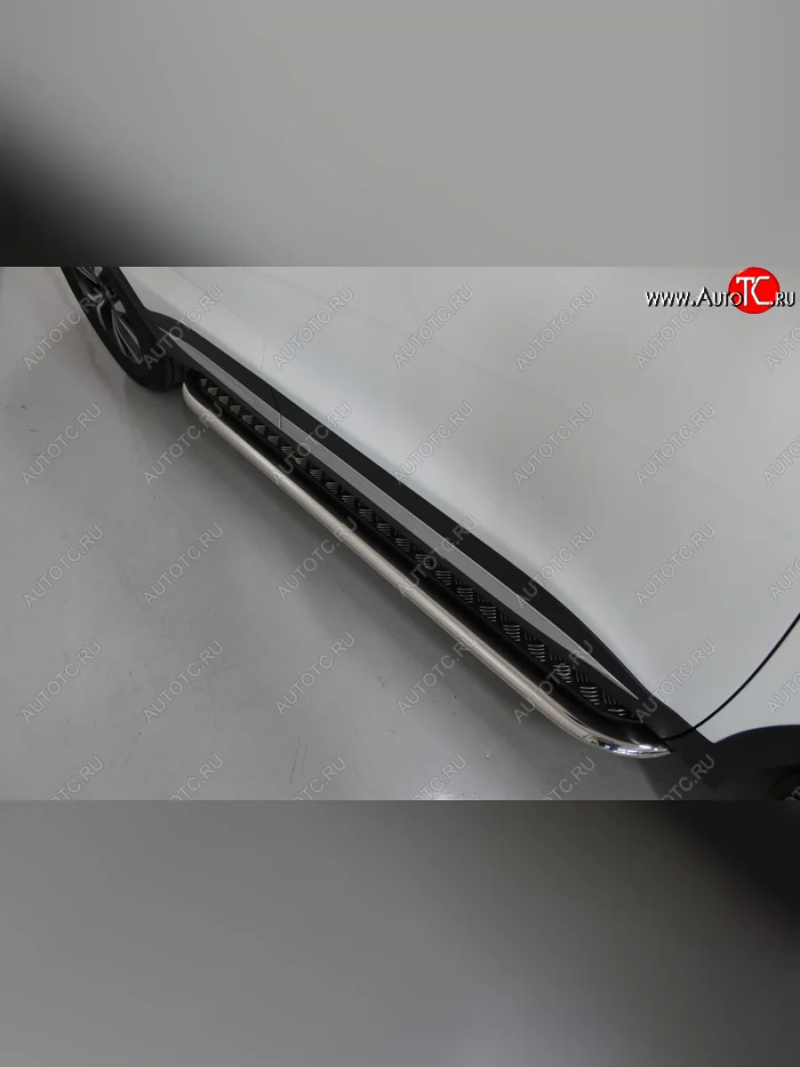 Пороги с площадкой 75х42 мм ТСС Тюнинг Chery Tiggo 7 PRO (2019-2025) (нержавейка)  в Самаре Самарской области