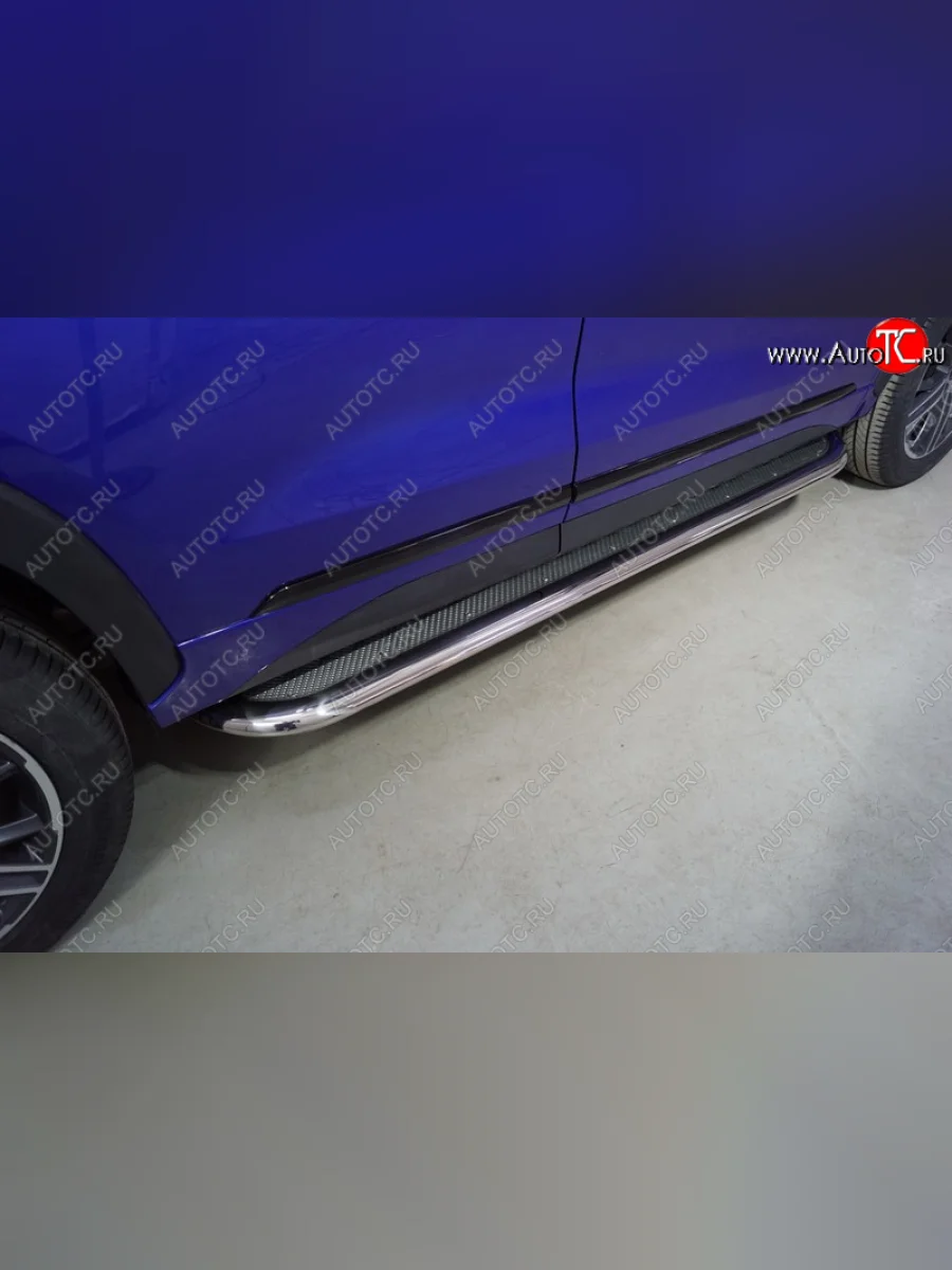 Пороги с площадкой 75х42 мм ТСС Тюнинг EXEED LX 1-ый рестайлинг (2021-2025) (нержавейка)  с доставкой в г. Пермь