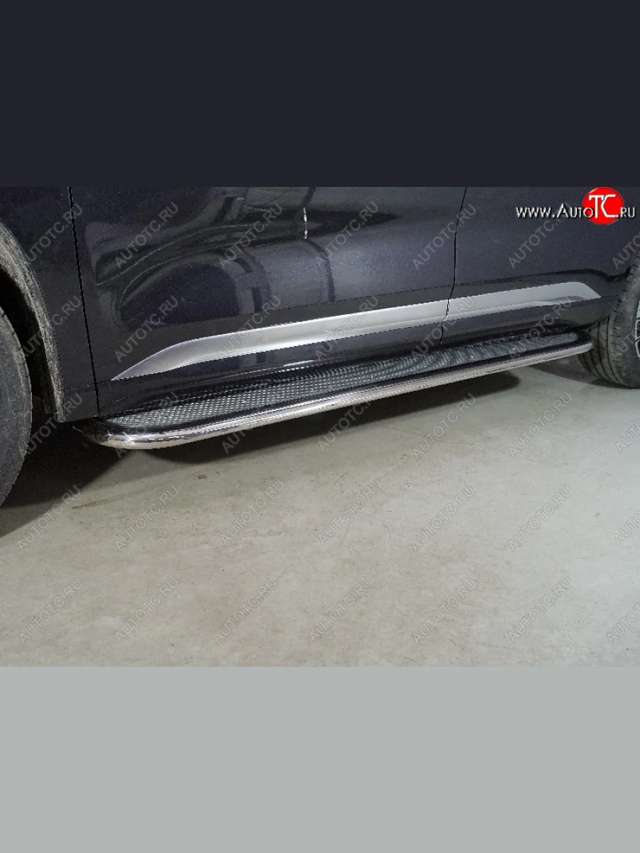 Пороги с площадкой 75х42 мм ТСС Тюнинг EXEED VX дорестайлинг (2020-2023) (нержавейка)  в Воронеже Воронежской области