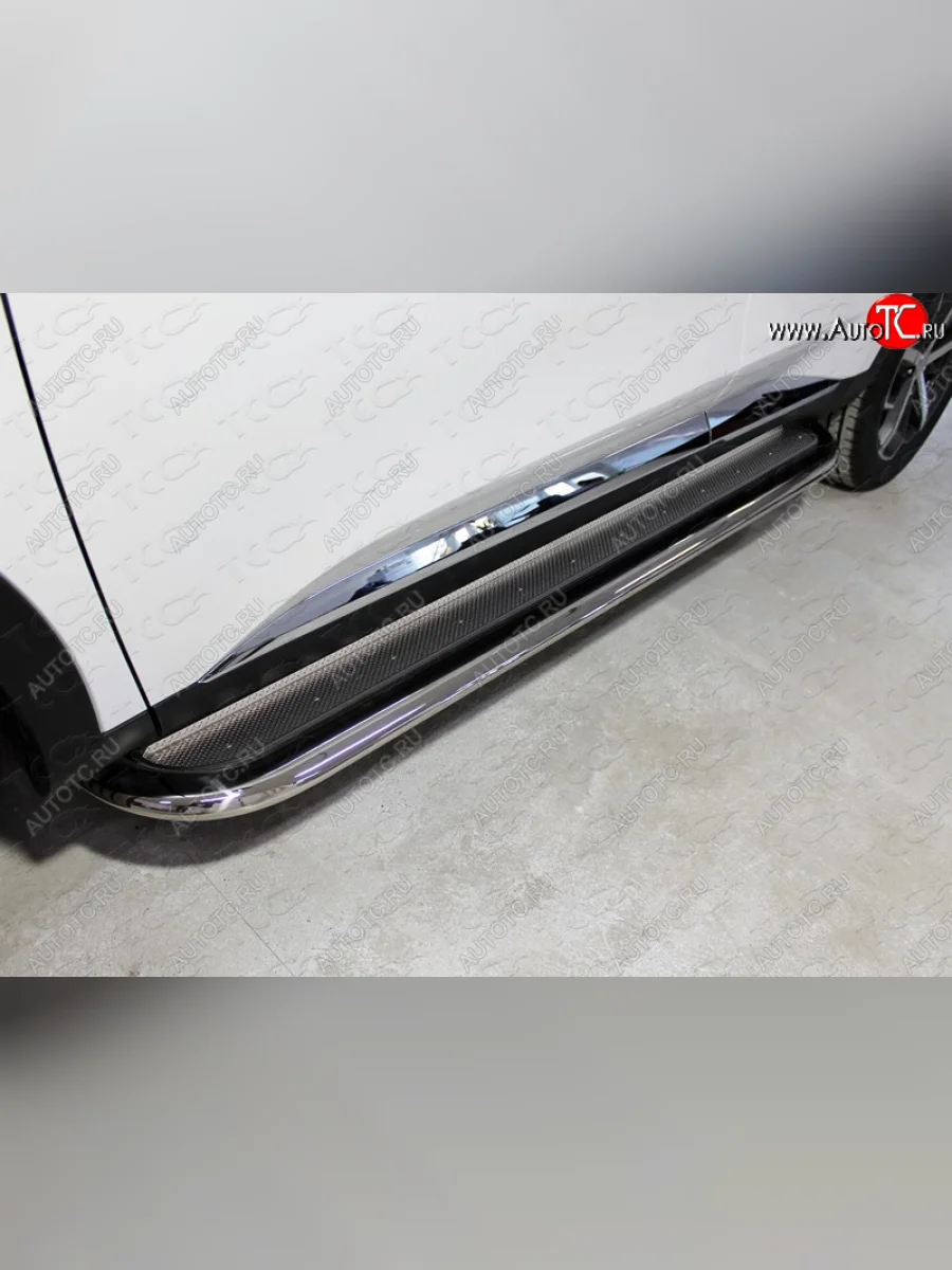 Пороги с площадкой 75х42 мм ТСС Тюнинг Haval F7  дорестайлинг (2018-2022) (нержавейка)  в Перми Пермском крае