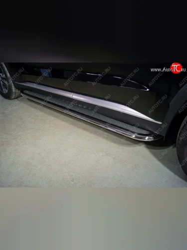 Пороги с площадкой 75х42 мм ТСС Тюнинг Hyundai Palisade LX2 (2018-2022)