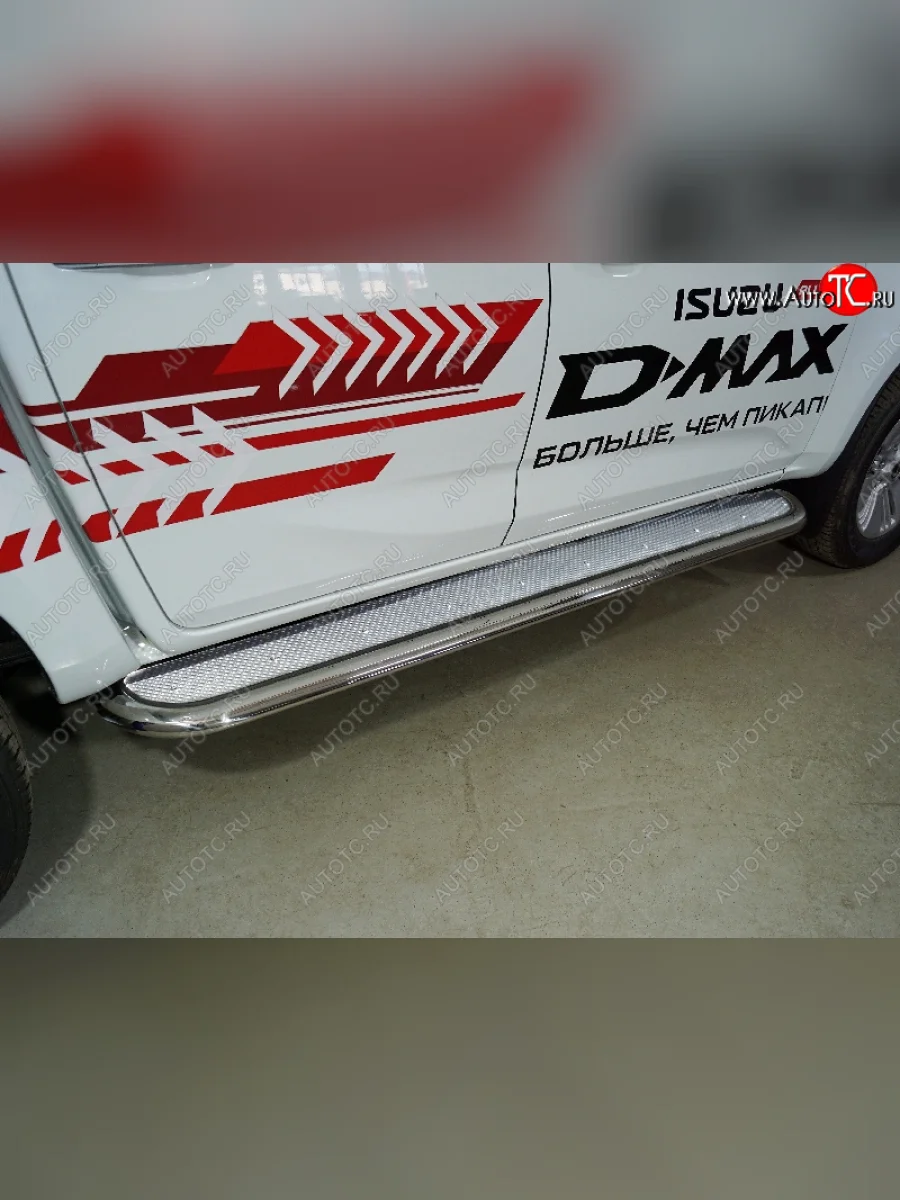 Пороги с площадкой 75х42 мм ТСС Тюнинг Isuzu D-Max RG DoubleCab (2020-2023) (нержавейка)  с доставкой в г. Керчь
