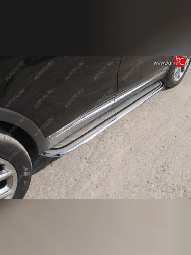 Пороги с площадкой 75х42 мм Prime ТСС Тюнинг KIA Sorento UM/Prime рестайлинг (2018-2020)