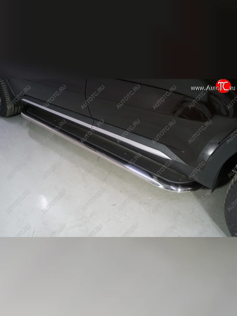 Пороги с площадкой 75х42 мм ТСС Тюнинг KIA Sorento MQ4 (2020-2022) (нержавейка)  в Керчи Республика Крым