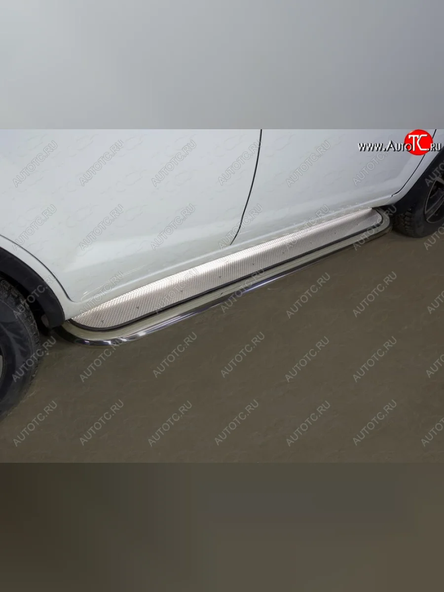 Пороги с площадкой 75х42 мм кроме F-Sport ТСС Тюнинг  Lifan X60 (2016-2025) (нержавейка)