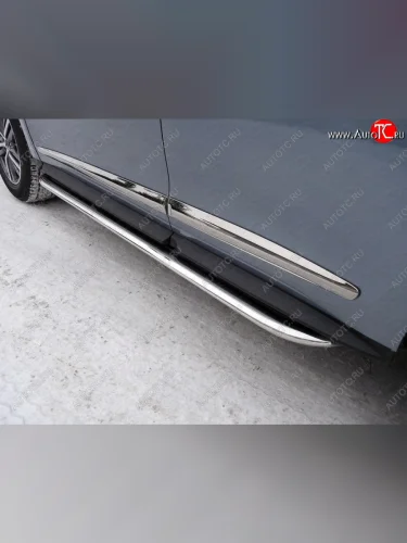 Пороги с площадкой укороченные 75х42 мм ТСС Тюнинг INFINITI QX60 L50 рестайлинг (2016-2021)