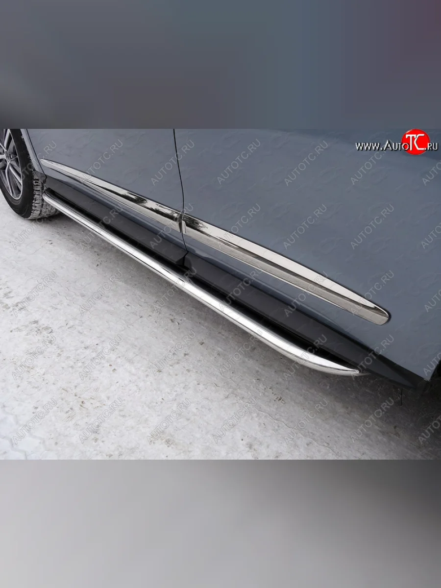 Пороги с площадкой укороченные 75х42 мм ТСС Тюнинг INFINITI QX60 L50 рестайлинг (2016-2021) (нержавейка)  в Керчи Республика Крым