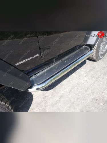 Пороги с площадкой 71,6 мм 3D ТСС Тюнинг Jeep Wrangler JK 3 дв. дорестайлинг (2006-2010)