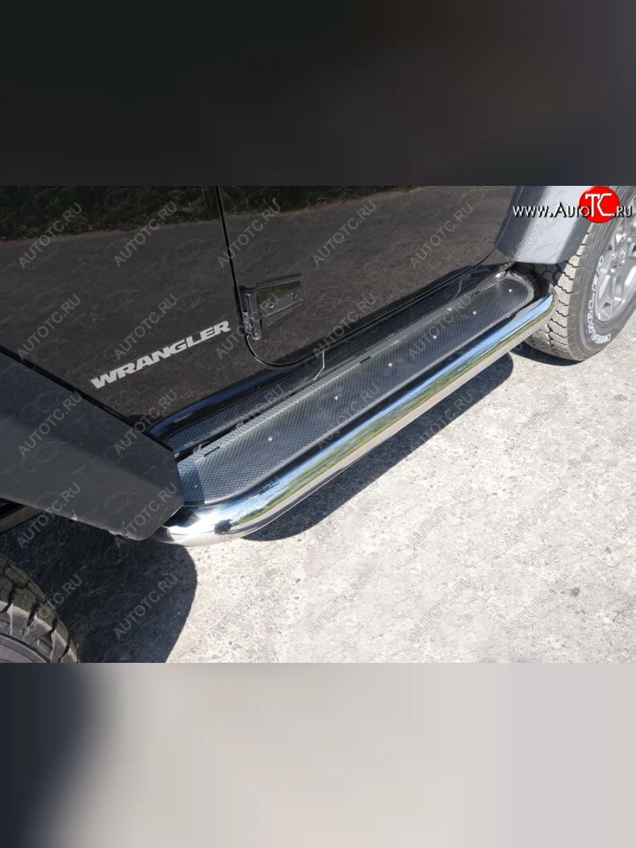 Пороги с площадкой 71,6 мм ТСС Тюнинг Jeep Wrangler JL 3 дв. дорестайлинг (2018-2024) (нержавейка)  в Керчи Республика Крым
