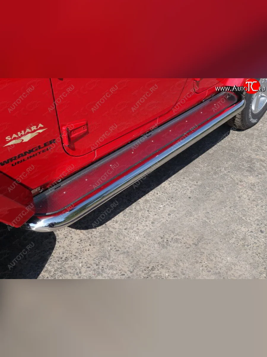 Пороги с площадкой 71,6 мм 5D ТСС Тюнинг Jeep Wrangler JK 3 дв. дорестайлинг (2006-2010) (нержавейка)  в Керчи Республика Крым