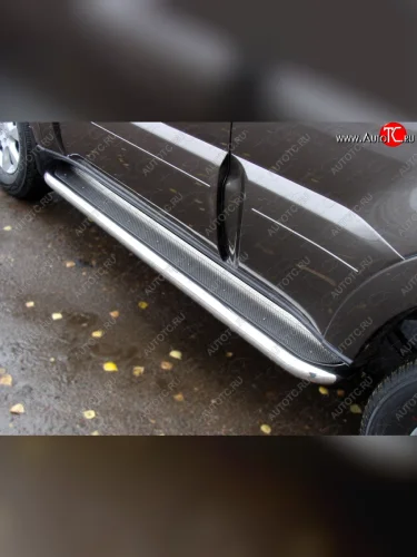 Пороги с площадкой 60,3 мм ТСС Тюнинг Mitsubishi Pajero 4 V80 3 дв. 1-ый рестайлинг (2011-2014)