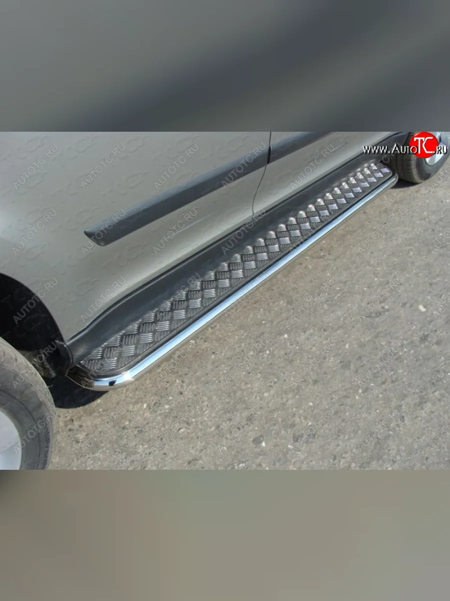Пороги с площадкой 42,4 мм ТСС Тюнинг Skoda Yeti (2013-2018) (серые)  в Самаре Самарской области