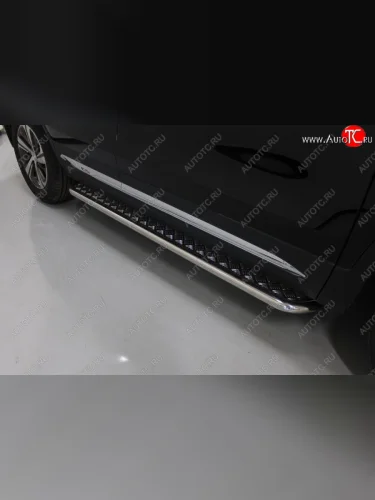 Пороги с площадкой 42,4 мм ТСС Тюнинг (серые) Changan CS75 1-ый рестайлинг (2018-2022)