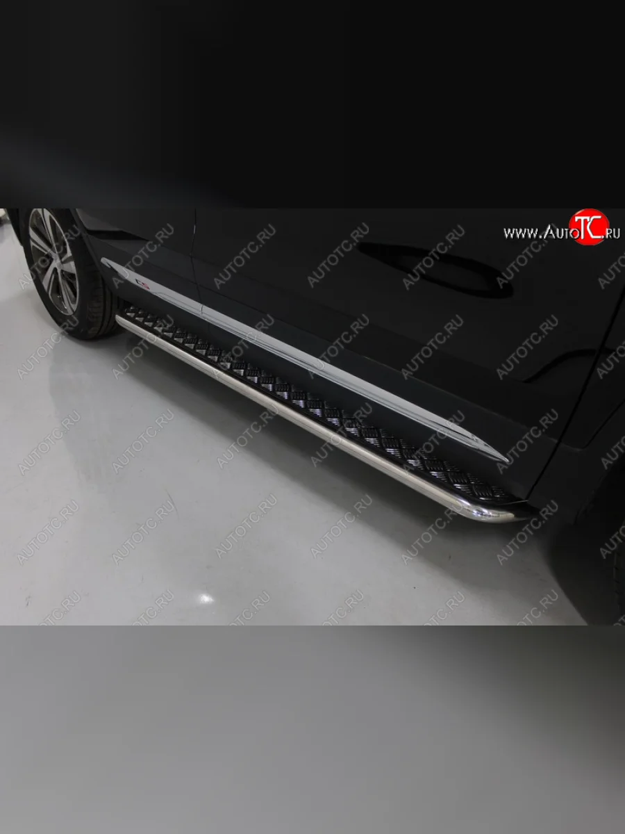 Пороги с площадкой 42,4 мм ТСС Тюнинг Changan CS75 1-ый рестайлинг (2018-2022) (серые)  в Керчи Республика Крым