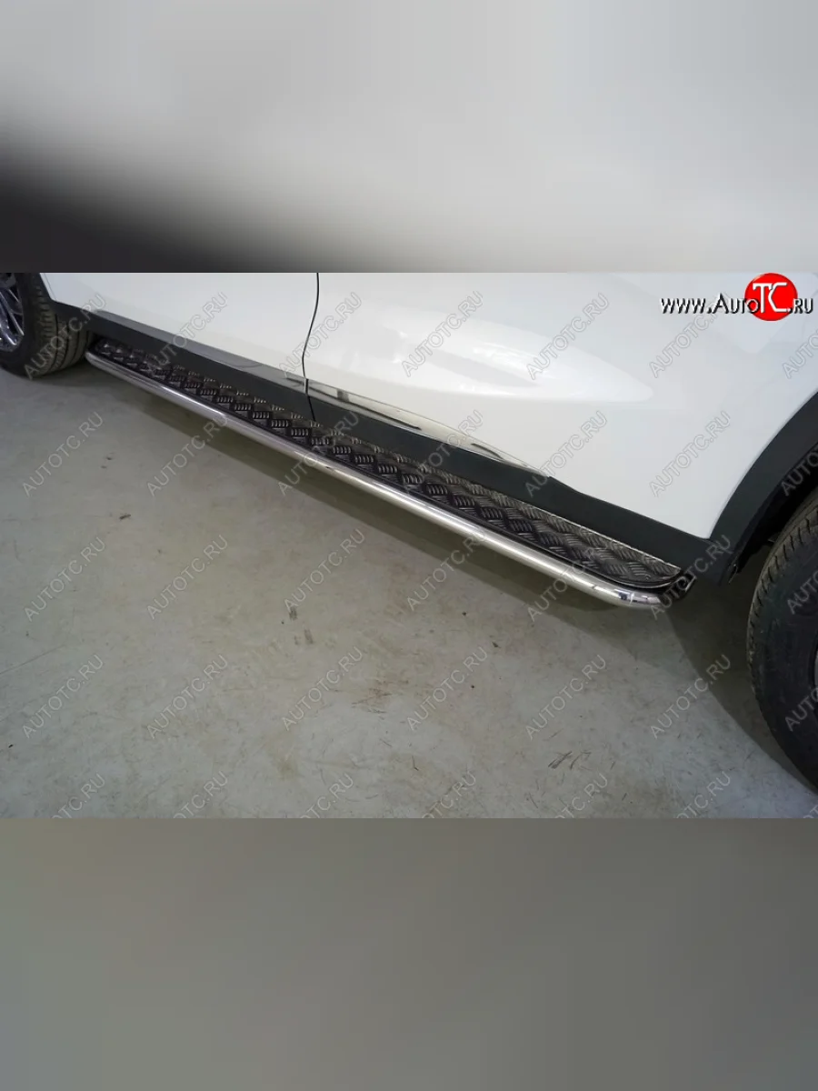 Пороги с площадкой 42,4 мм ТСС Тюнинг EXEED TXL  дорестайлинг (2020-2021) (серые)  в Самаре Самарской области