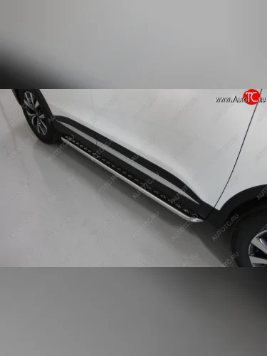 Пороги с площадкой 42,4 мм ТСС Тюнинг (серые) Chery Tiggo 7 PRO (2019-2025)