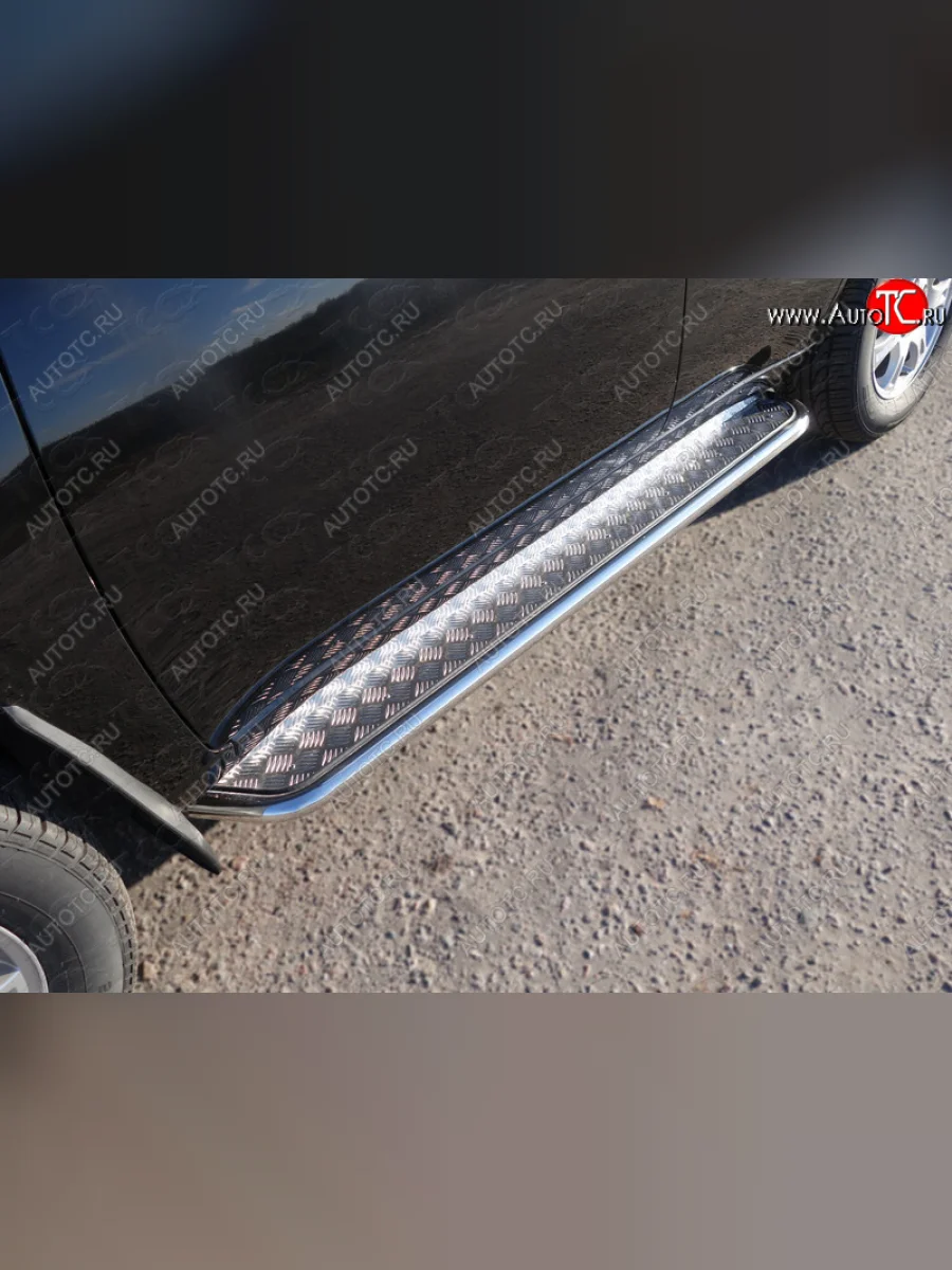 Пороги с площадкой 42,4 мм ТСС Тюнинг Chery Tiggo T11 рестайлинг (2013-2016) (серые)  с доставкой в г. Керчь