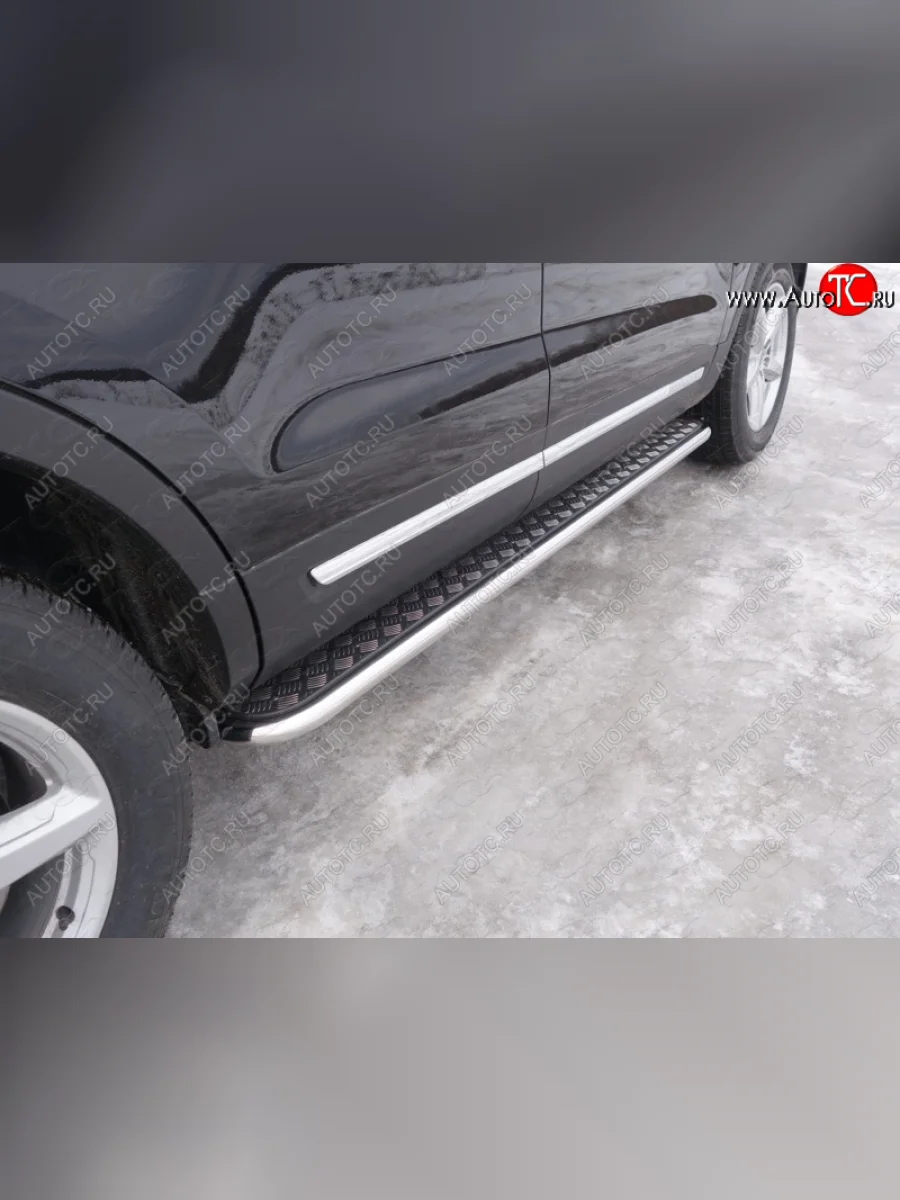 Пороги с площадкой 42,4 мм ТСС Тюнинг Ford Explorer U502 1-ый рестайлинг, 5 дв. (2015-2018) (серые)  в Самаре Самарской области