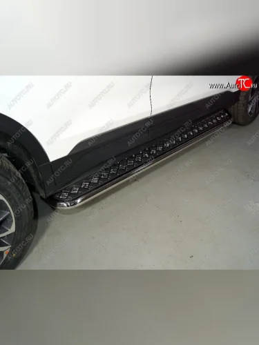 Пороги с площадкой 42,4 мм ТСС Тюнинг (серые) Geely Coolray SX11 дорестайлинг (2018-2023)