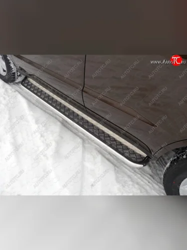 Пороги с площадкой 42,4 мм ТСС Тюнинг (серые) Geely Emgrand X7 дорестайлинг (2011-2015)