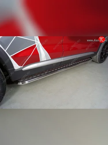 Пороги с площадкой 42,4 мм ТСС Тюнинг (Лист алюминий) Geely Tugella FY11,HPBA4 рестайлинг (2022-2025)