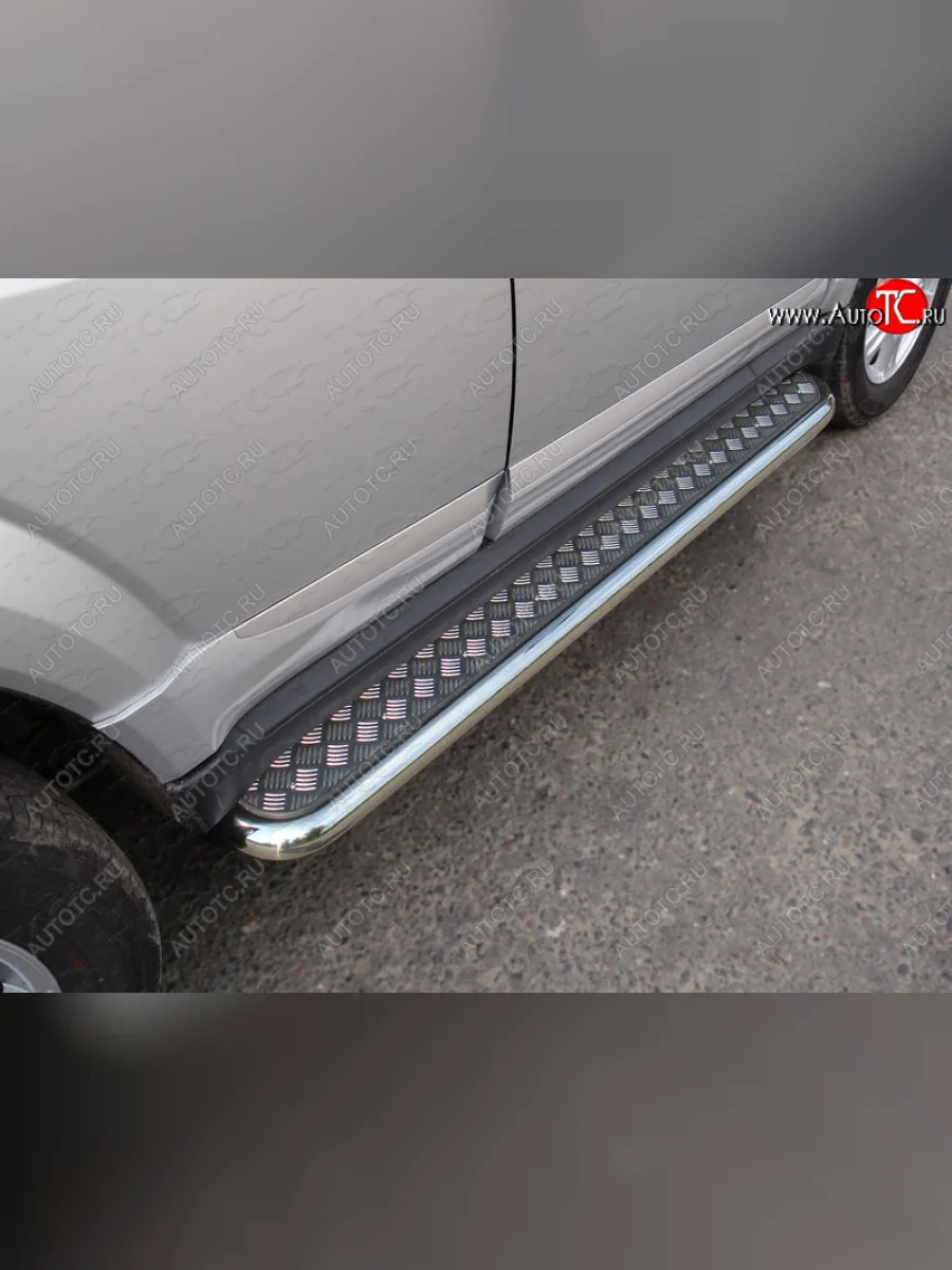 Пороги с площадкой 42,4 мм ТСС Тюнинг Great Wall Hover H3  рестайлинг (2014-2016) (серые)  с доставкой в г. Керчь