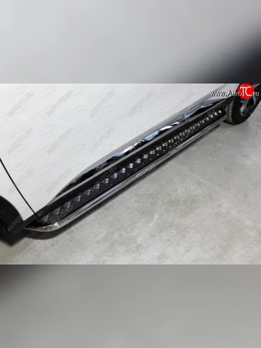 Пороги с площадкой 42,4 мм ТСС Тюнинг (серые) Haval F7 рестайлинг (2022-2024)