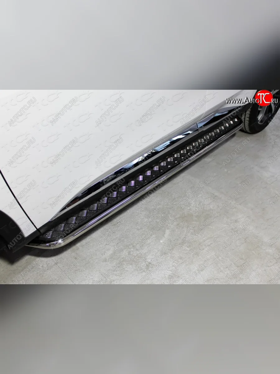 Пороги с площадкой 42,4 мм ТСС Тюнинг Haval F7 рестайлинг (2022-2024) (серые)  в Самаре Самарской области