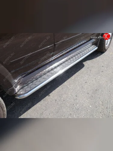 Пороги с площадкой 42,4 мм ТСС Тюнинг (серые) Haval H5 рестайлинг (2020-2023)