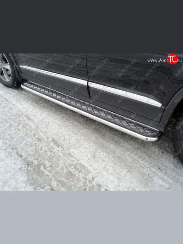 Пороги с площадкой 42,4 мм ТСС Тюнинг (серые) Haval H6 (2013-2020)