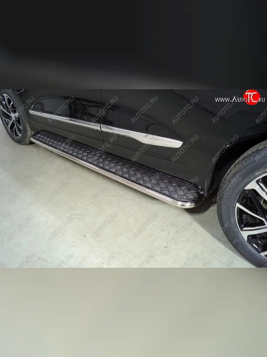 Пороги с площадкой 42,4 мм ТСС Тюнинг Haval Jolion дорестайлинг (2020-2024) (серые)  в Воронеже Воронежской области