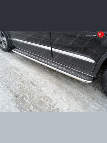 Пороги с площадкой 42,4 мм ТСС Тюнинг (серые) Haval M6 (2021-2025)