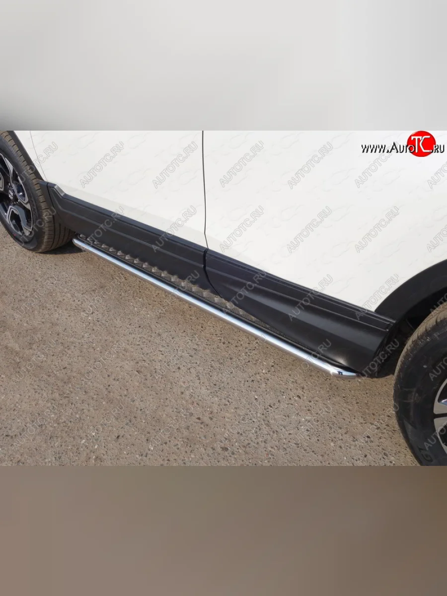 Пороги с площадкой 42,4 мм ТСС Тюнинг Honda CR-V RW,RT дорестайлинг (2016-2020) (серые)  в Перми Пермском крае