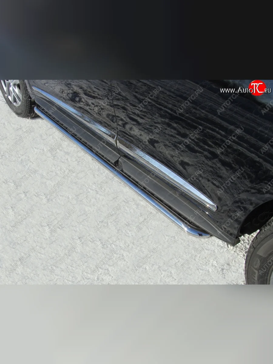 Пороги с площадкой 42,4 мм ТСС Тюнинг INFINITI QX60 L50 дорестайлинг (2013-2016) (серые)  в Керчи Республика Крым