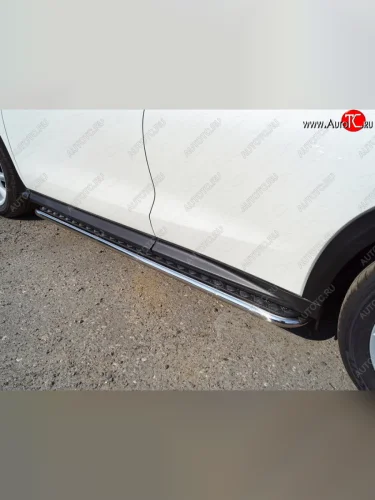 Пороги с площадкой 42,4 мм ТСС Тюнинг (серые) INFINITI Qx50 J55 (2017-2022)