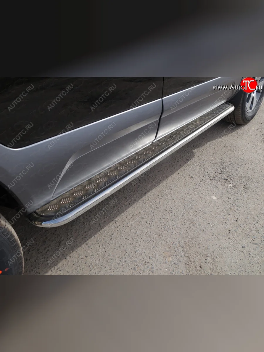 Пороги с площадкой 42,4 мм ТСС Тюнинг KIA Mohave HM рестайлинг (2017-2020) (серые)  в Керчи Республика Крым