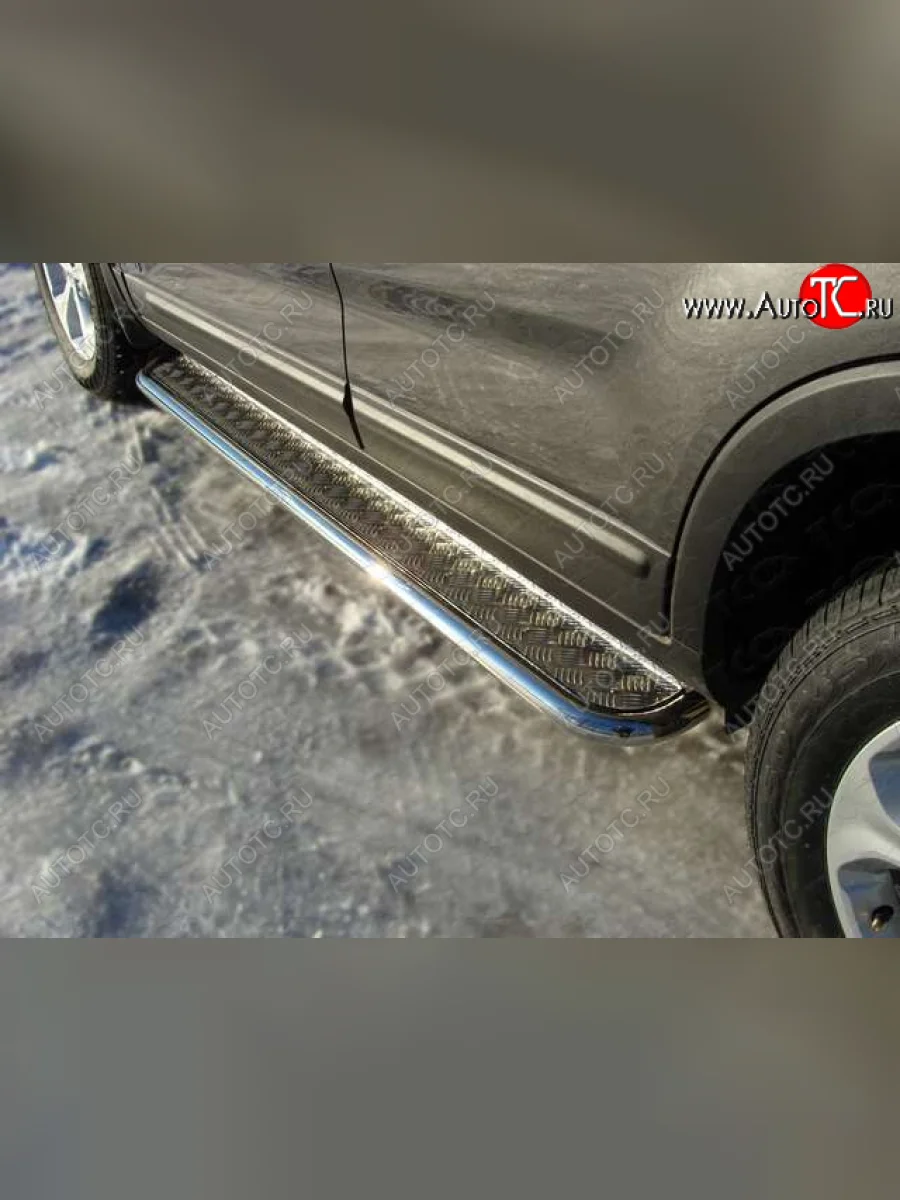 Пороги с площадкой 42,4 мм ТСС Тюнинг KIA Sorento UM/Prime рестайлинг (2018-2020) (серые)  с доставкой в г. Керчь