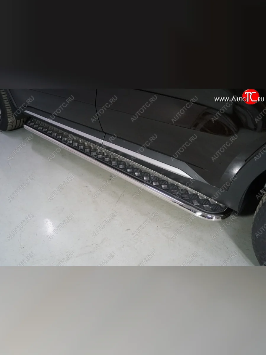 Пороги с площадкой 42,4 мм ТСС Тюнинг KIA Sorento MQ4 (2020-2022) (серые)  в Перми Пермском крае